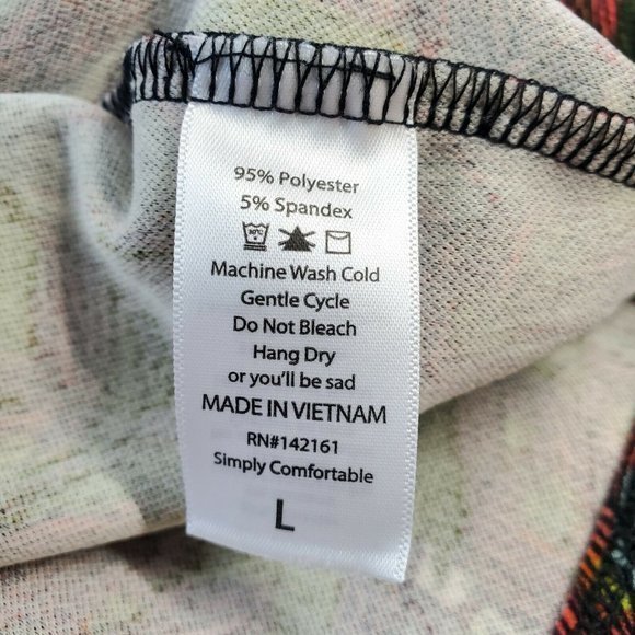 LuLaRoe Cassie Pencil Straight Skirt Pink Green‎ Black Feathers L Large - Picture 10 of 10